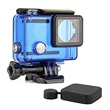 SOONSUN Protective Waterproof Dive Housing Case for GoPro Hero 4, Hero 3+, Hero 3 Black Silver Camera - Underwater 40 Meters (131 Feet) - Transparent Blue