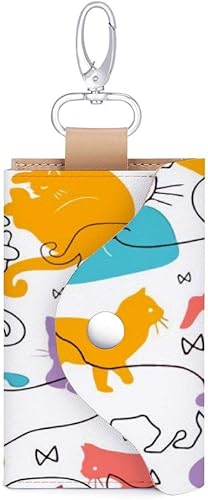 Amazon キーケース レザー いろいろな猫 ねこ柄 本革 6連キーホルダー カードキーケース 鍵入れ コンパクト カード収納 キーリング 小銭入れ スマートキー カードキー 大容量 メンズ レディース カラビナ付き プレゼント 車キーケース キーケース