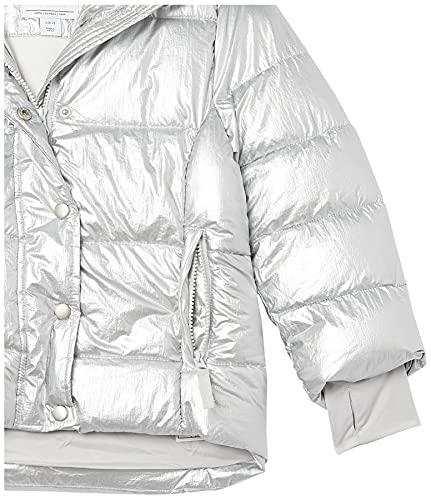 AMAZON ESSENTIALS TODDLER GIRLS’ HEAVYWEIGHT HOODED PUFFER JACKET, METALLIC SILVER, 2T