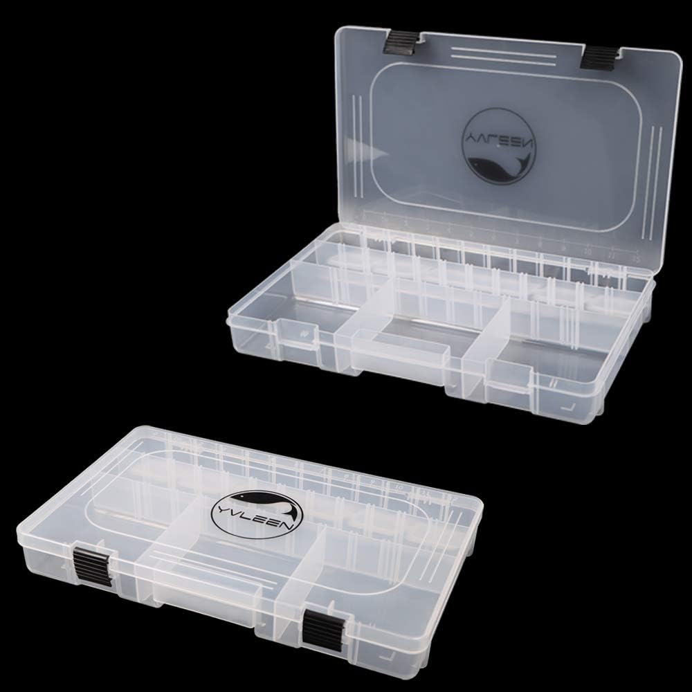 YVLEEN Fishing Tackle Box Organizer - 3600 3700 Tackle Plastic Storage Box Kit with Adjustable Dividers, Large Utility Tackle Plastic Organizer Boxes for Fishing Lures, Included 2pcs of Extra Clip : Sports & Outdoors