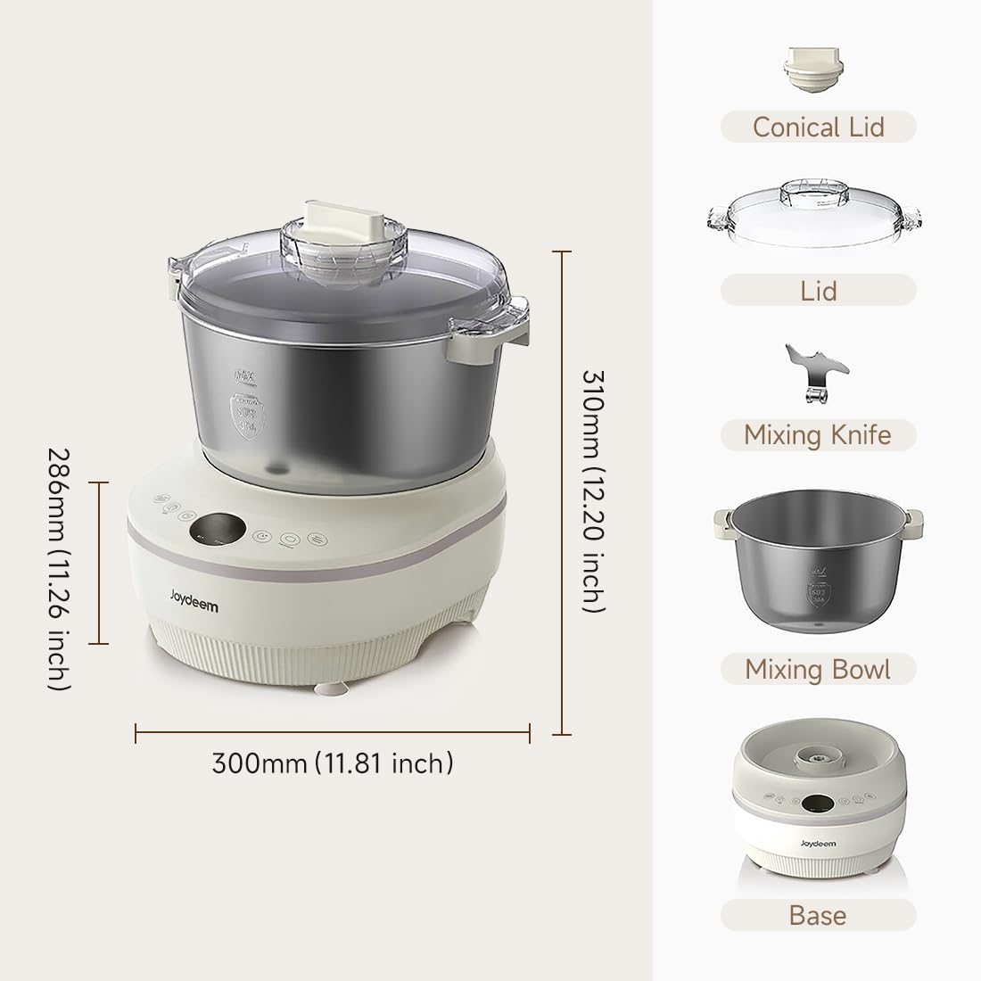 Joydeem Electric Dough Maker with Ferment Function, 5Qt Dough Mixer Machine, Perfect for Bread Pizza Roti Dumpling Dough & Sourdough, HMJ-A501
