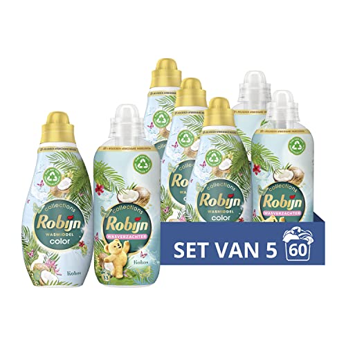 Robijn Paquete perfecto para lavar y suavizante de fibra de coco para todas las ceras abigarradas y coloreadas - 5 unidades - Paquete de ventaja