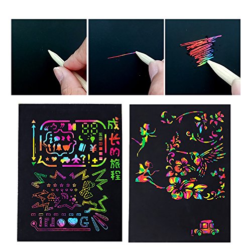 image for Meetory 15X Rainbow Space Scratch Paper,Black Coated Art Doodle Pad Pa