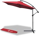 VOUNOT 3m Cantilever Garden Parasol Red with Crank Tilt 360° Sun Shade