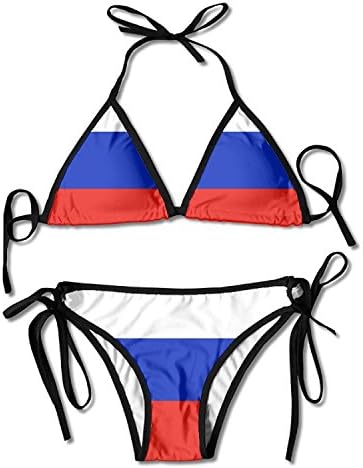 German Flag Sexy Harness Boxing Bikini Womenâ€s Halterneck Top and Sexy G-String Bikini Set Swimsuit