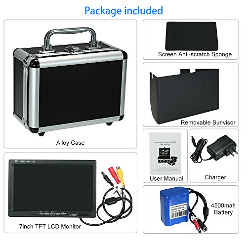 OWSOO Fish Finder Underwater Camera Portable Alloy Case With 7'' LCD Video Monitor Anti Sunshine Shield Sunvisor For Ice/Sea/River Fishing (Camera Not Included) - Thumbnail 6