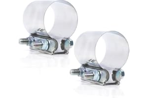Elifecenter 3 inch Exhaust Clamps, ID 3" Exhaust Lap Joint Butt Clamps, T304 Stainless Steel Band Clamp w/High Grade Bolts (2 Pieces)