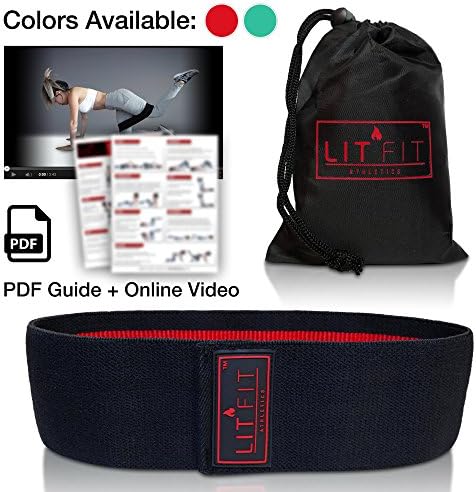 LIT FIT Loop Resistance Band for Legs and Butt with Online Workout Video, E-Guide & Carry Bag - Premium Heavy Duty Hip Band Circle - Non Slip Design - Peach Booty Band for Home Gym Workout