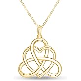 THE JEWEL ZONE Irish Triangle Celtic Knot Heart Vintage Good Luck Pendant Necklace for Women in 14K Gold Over Sterling Silver with 18" Chain, Symbolic Irish Jewelry Gift
