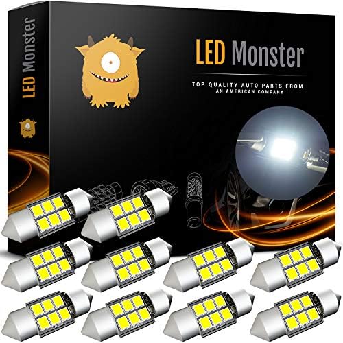 LED Monster 10-Pack 6 SMD 31mm LED Bulb CANBUS 3030 Festoon White Color Chipset Error-Free Festoon Lights Map Dome Door Light for DE3175 DE6428 (10)