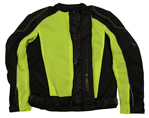 Milaukee Performance-Men's High Visibility Mesh Racer Jacket w/ Removable Rain Jacket Liner-BLK/NEON GREEN-MD