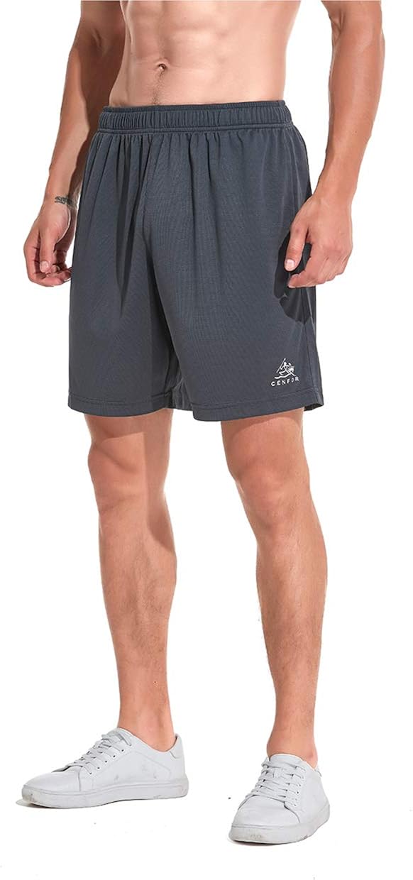 CENFOR Men's Running Shorts with Pockets - Gym Workout Shorts, Quick Dry Athletic Shorts: Clothing