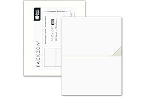 PACKZON Shipping Labels with Self Adhesive, Square Corner, for Laser & Inkjet Printers, 8.5 x 5.5 Inches, White, Pack of 200 Label