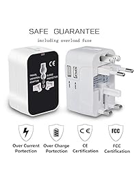 ZGGCD Adaptador Universal de Viaje, Adaptador Internacional Kit de Enchufe Dual USB Cargador de Carga, Convertidor Todo en Uno Cargador de Pared de Salida de Alimentación AC Mundial para USA AUS UK pa Teléfono Celular Laptop   Blanco