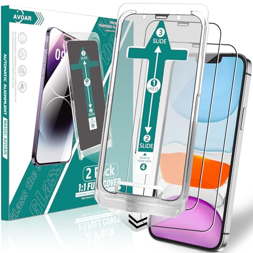 AVOAR 2 Pack Screen Protector for iPhone 11 / XR, [Auto-Alignment Kit] 6.1 Inch HD Clear Full Screen Tempered Glass, Auto Dust-Elimination Installation, Bubble Free, Case Friendly