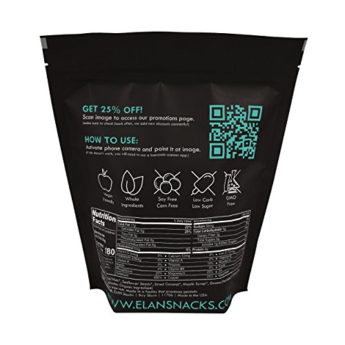 ELAN Premium Brazil Nut Snack, Roasted, Lightly Salted, Organic Healthy Low Carb Low Sugar Maple Coconut Mix, Comes With Serving Cup (9.5 Ounce Bag)