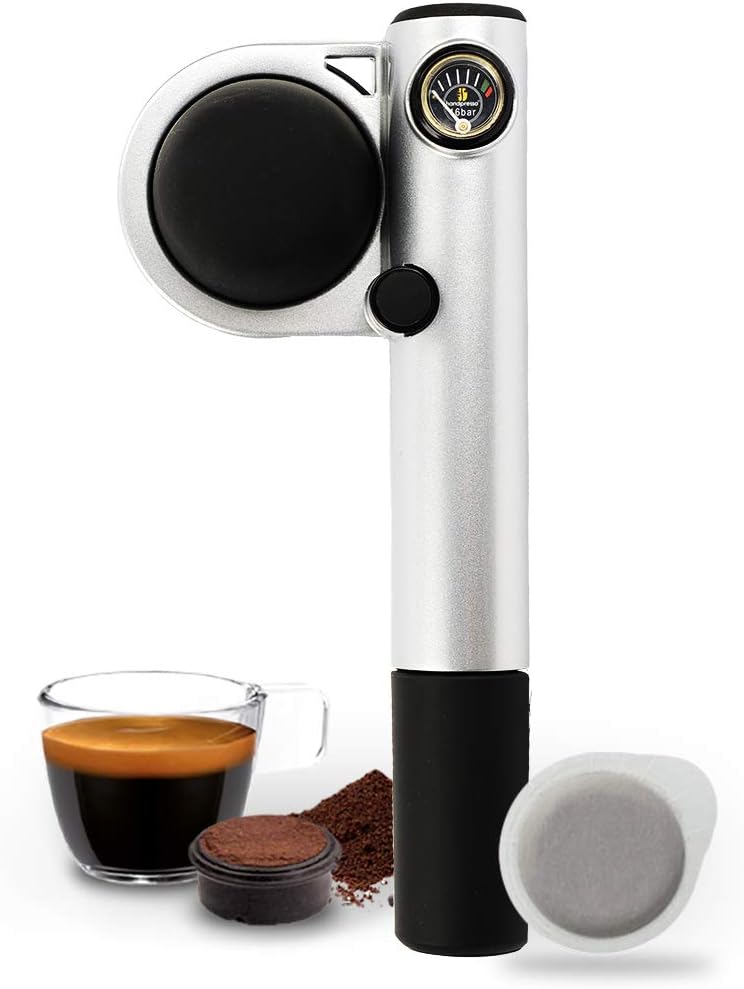 Handpresso HPWILDHYBRIDGREY Wild Hybrid Espresso Machine, Silver