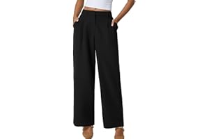 QINSEN Wide Leg Dress Pants for Women High Waisted Wrinkle Free Work Pants with Pockets Casual Slack