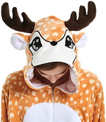 Christmas Family Matching Pajamas Adult Kid Deer Animal Fleece Onesies Pajamas Cartoons Costumes Men Women Boys and Girls