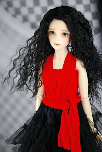 Raih 7-8" Long Black Wig for 1/4 BJD MSD BJD Doll Super Dollfie or Similar Doll