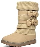 Dream Pairs KLOVE Girls Knit Sweater Winter Fur Kids Boots