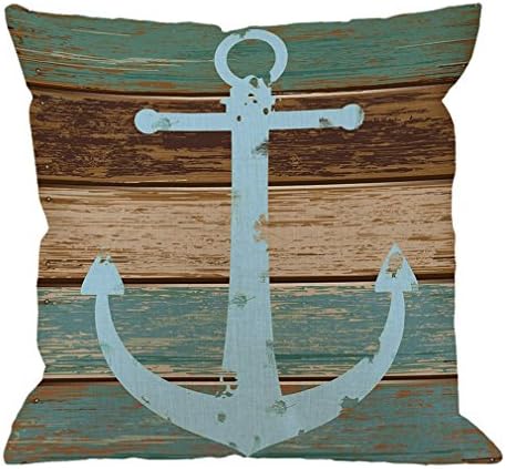 PSDWETS Home Decor Pillow Covers Cotton Linen Anchor Beach Decor Throw Pillow Case Cushion Cover 18 X 18