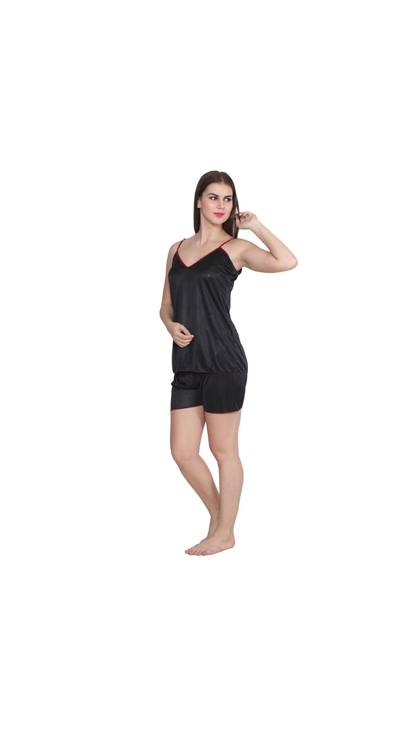 abacada's women satin top and shorts set free size black