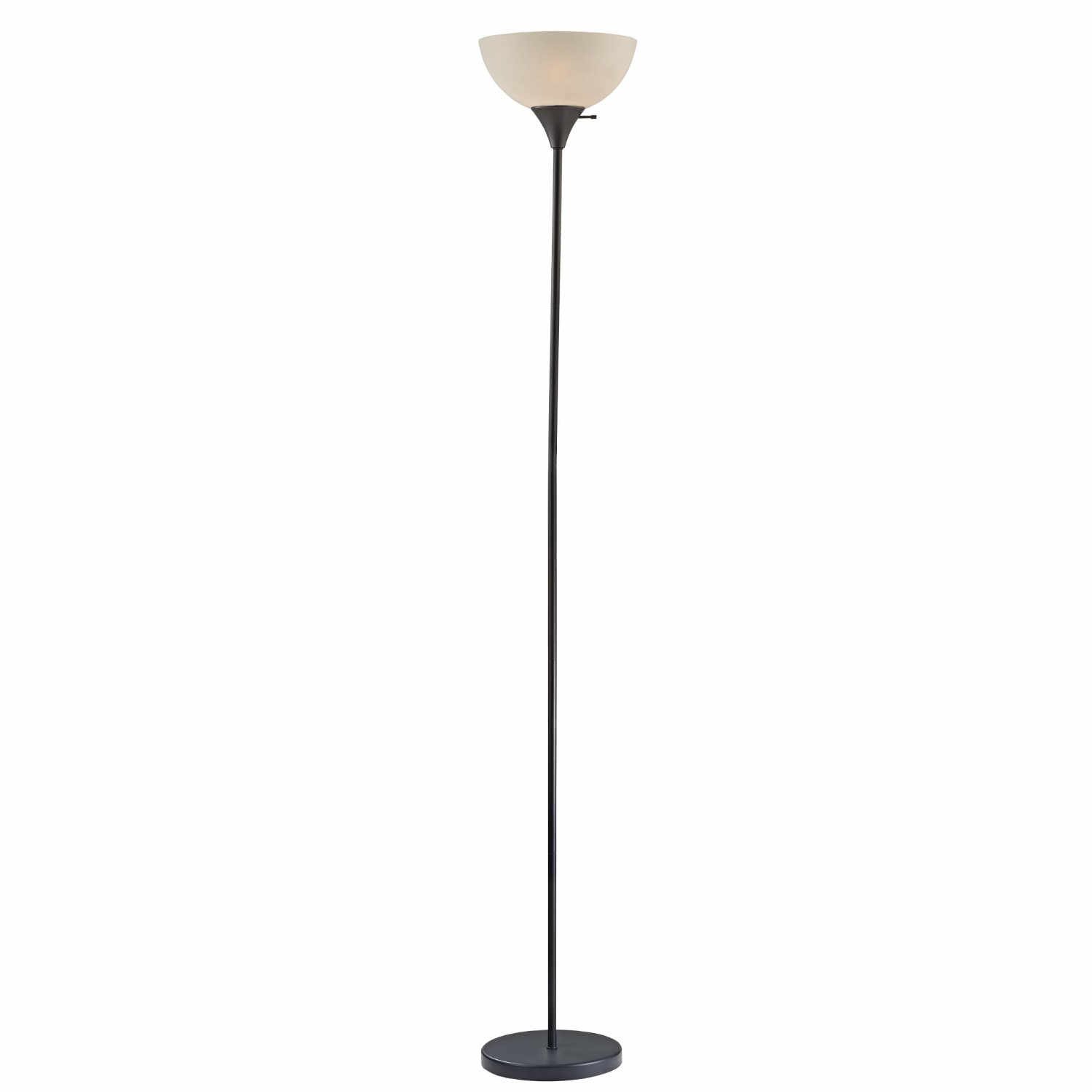 Light Accents Susan Single Floor Lamp for Living Rooms - Standing Pole Light - Office and Bedroom, Bright Reading Light with White Shade - Black
