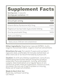 Puori Chelated Magnesium Gluconate + Taurinate, Zinc Picolinate, Vitamina B6, 120 Cápsulas, 85506, 1