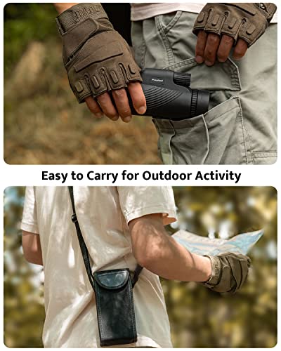 Usogood 10X42 Monocular Telescope High Power, Monoculars for Adults with BAK4 Prisms and FMC Lens, Compact Waterproof Monocular for Bird Watching Hiking Camping with Hand Strap Black