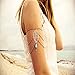 Women's Day Gift Multi-chain Bohemian Style Armlet Armband Simulated Turquoise Bead Chain Silver Leaf