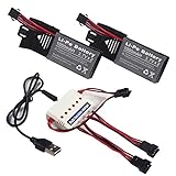 Wwman 2pcs 3.7v 1000mah Official Battery and 1to3 Charger for Udi U842 U818S Rc Quadcopter Drone Black Spare Parts