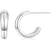 Monkton Huggie Earrings S925 Sterling Silver Small Open Hoop Earrings - Chic Lightweight Hypoallergenic Women's Jewelry