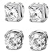 JOERICA 2 Pairs Stainless Steel Magnetic Stud Earrings for Men Women Non Piercing CZ Earrings,6MM Silver-tone