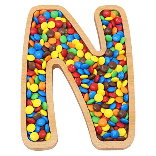 Wooden Letter N Candy Dish, Monogram Nut Bowl, Snack, Cookie, Cracker Serving Plate, Decorative Display, Home Accessory, Unique Gift Idea, for Date, Baby Shower, Birthday Party, Large Size