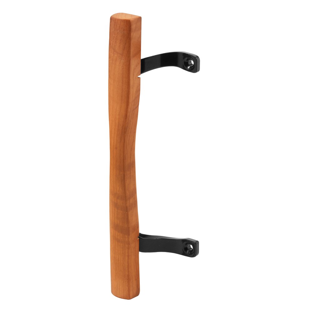 Prime-Line C 1192 Sliding Door Pull, 6-5/8 Inch Hole Centers, Hardwood Handle, Black-Painted Diecast Brackets, Pack of 1