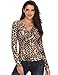 MISS MOLY Sexy Leopard Grain Tops for Women Long Sleeve V Neck Ruched Shirt Warp Crop Blouse, Leopard Print #1, Large / US-15