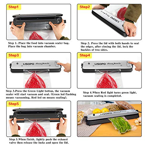 Vakuumiergerät, LISOPO Automatische Vakuumierer VAC245, Vakuumiergerät Folienschweißgerät für Trockene und Feuchte… – Bild 5