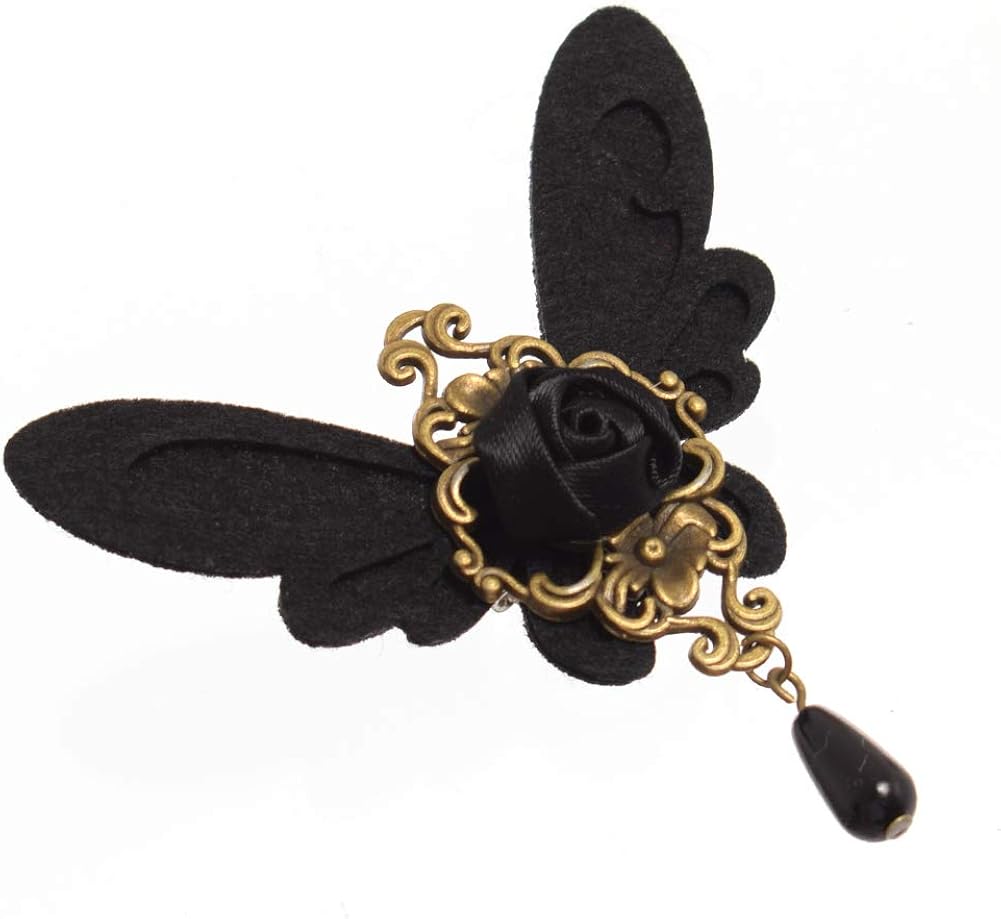 GRACEART Victorian Lolita Girl Black Butterfly Brooch Gothic Breast Pin Vintage Lapel Pin, Style-20 - Image 4
