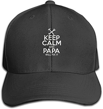 EstherMorrison Keep Calm and Papa Will Fix It Easy Adjustable Men Original Hat Polo Style Low Profile Gifts Adults Black
