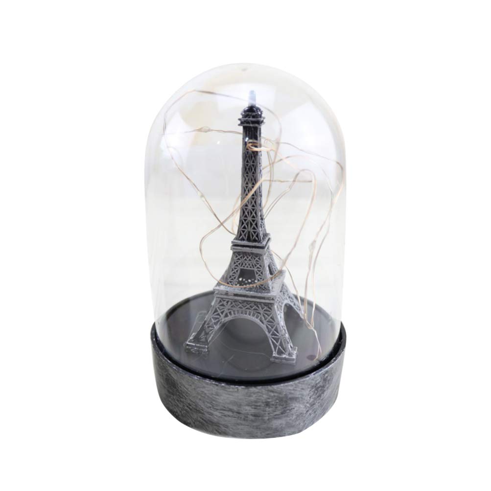 Eiffel Tower Night Light Creative Glass Cover Acrylic Night Lamp Retro Decoration DIY Crafts for Valentine Wedding Party (Random Pattern)