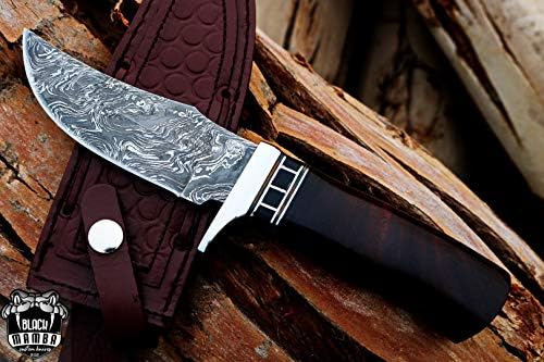 Black Mamba Knives BMK-117 Python Snake Knife 9.5 Long 5 Blade 9 Ounce Hunting Fixed Blade Bowie Skinner Survival Handmade Damascus Knife With Leather Cover Hand Made Word Class knives
