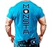 Monsta Clothing Co. Men's Workout (MC-Drift-Dumbbell) Gym T-Shirt (G:BL-A:BK/WT) Blue