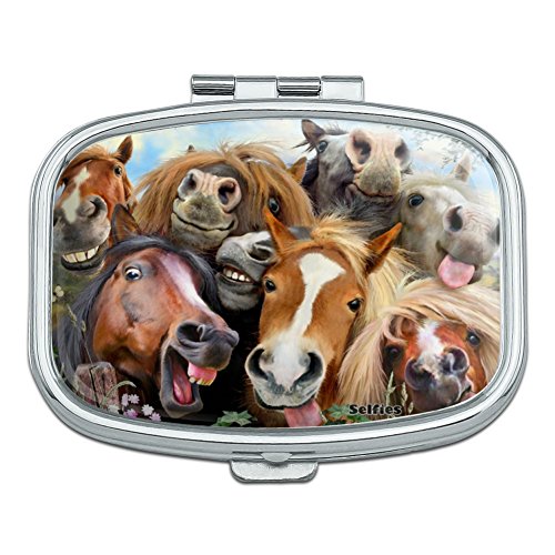 Horses Selfie Rectangle Pill Case Trinket Gift Box