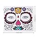 3 Pack Halloween Face Tattoo Sticker Glitter Red Roses Day of The Dead Sugar Skull Temporary Tattoo for Halloween, Masquerade and Parties