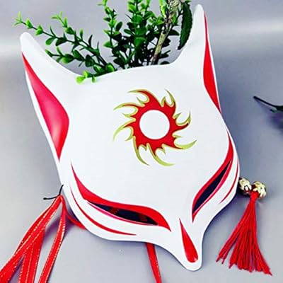 inhzoy Masque de Renard Lapin Dessiné à la Main Japonais Kabuki 