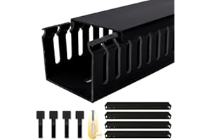 RJYKVS Cable Raceway, 95" Open Slot Cable Management Kit with Upgraded Snap Structure,Wire Cover Cord Hider for Under Desk&Industrial Network/PC/TVs- 23.6" X 1.97" X 2.4" X 4PCS (LWH,Black)
