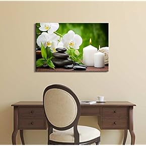 Canvas Prints Wall Art - Zen Basalt Stones and Orchid on The Wood | Modern Wall Decor/Home Art Stretched Gallery Canvas Wraps Giclee Print & Ready to Hang - 12" x 18"