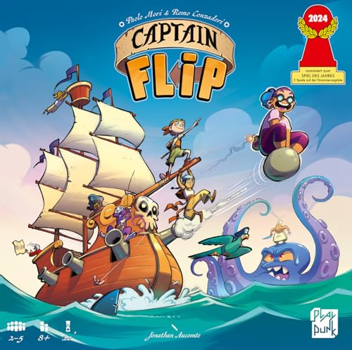PlayPunk, Captain Flip, Familienspiel, Legespiel, nominiert zum Spiel des Jahres 2024, 2-5 Spieler, Ab 8+ Jahren, 20 Minuten, Deutsch 2