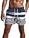 ChinFun Men's Swimsuit Swim Trunks Watershort Swimwear Stripes Board Shorts Bathing Suits Side Pockets